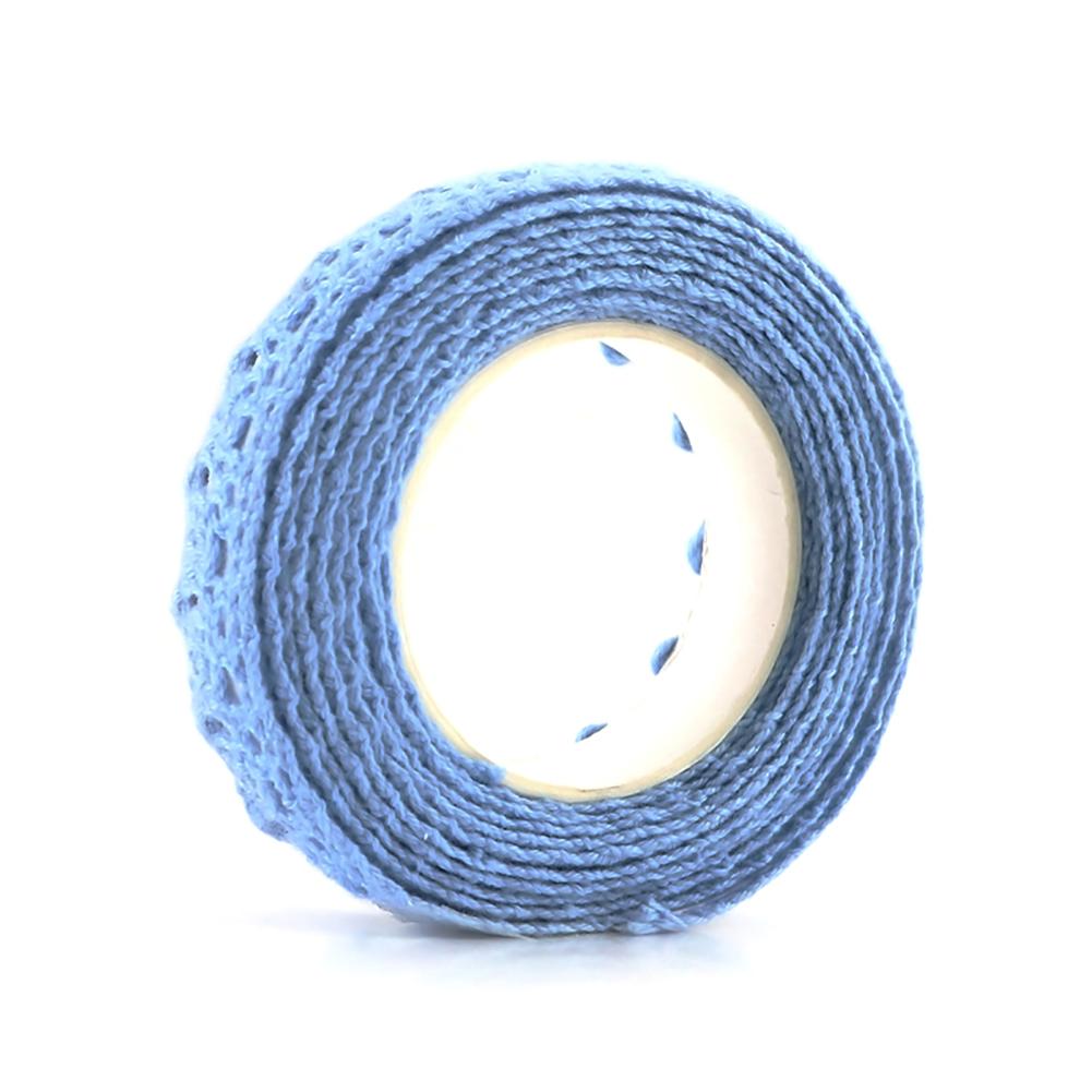 Cinta de tela de encaje adhesiva, cinta con encaje de algodón para decoración artesanal, cintas adhesivas de papelería, , vacaciones, 2,5 M: Sky Blue