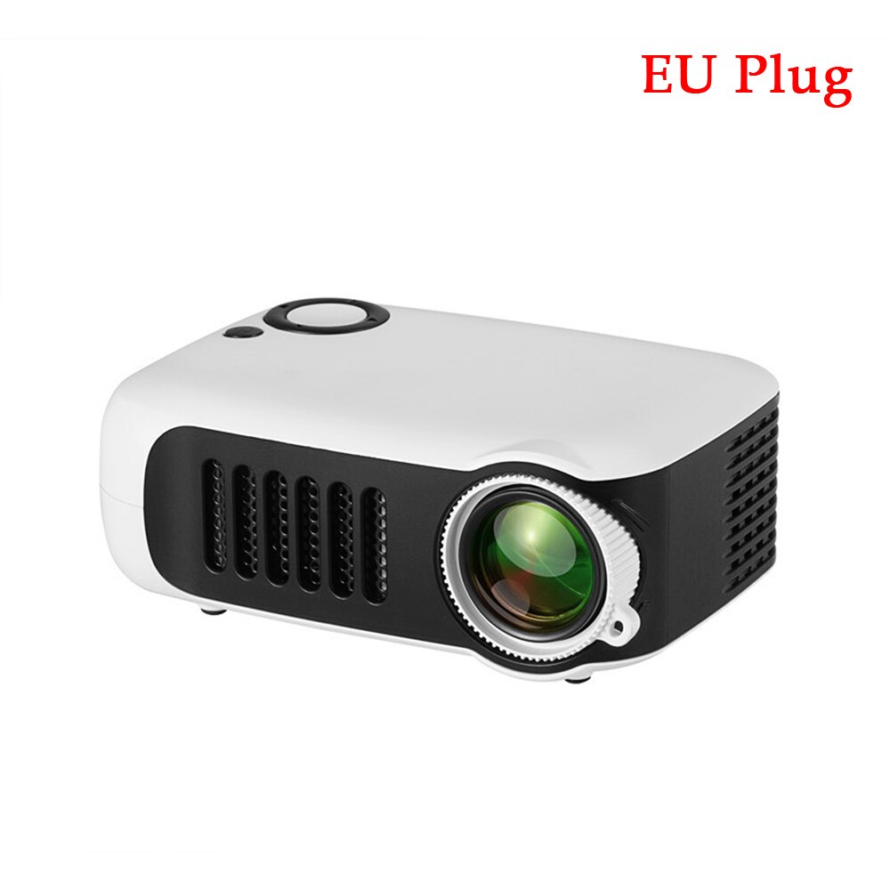 Draagbare Projector 800 Lumen Eye-verzorgende 1080P LCD 50,000 Uur Levensduur Lamp Home Theater Video Projector Ondersteuning Power bank: White EU