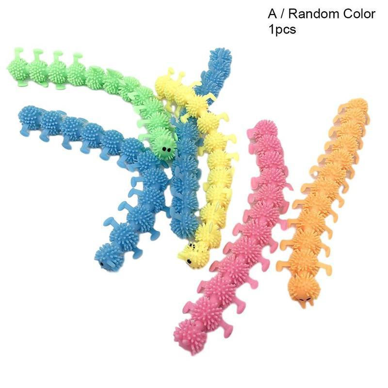 1pcs Elastic Caterpillars Stress Relief Toy Caterpillars Stretch Toy Kids Fidget Vent Toys Adult Decompression Tool Random Color: A