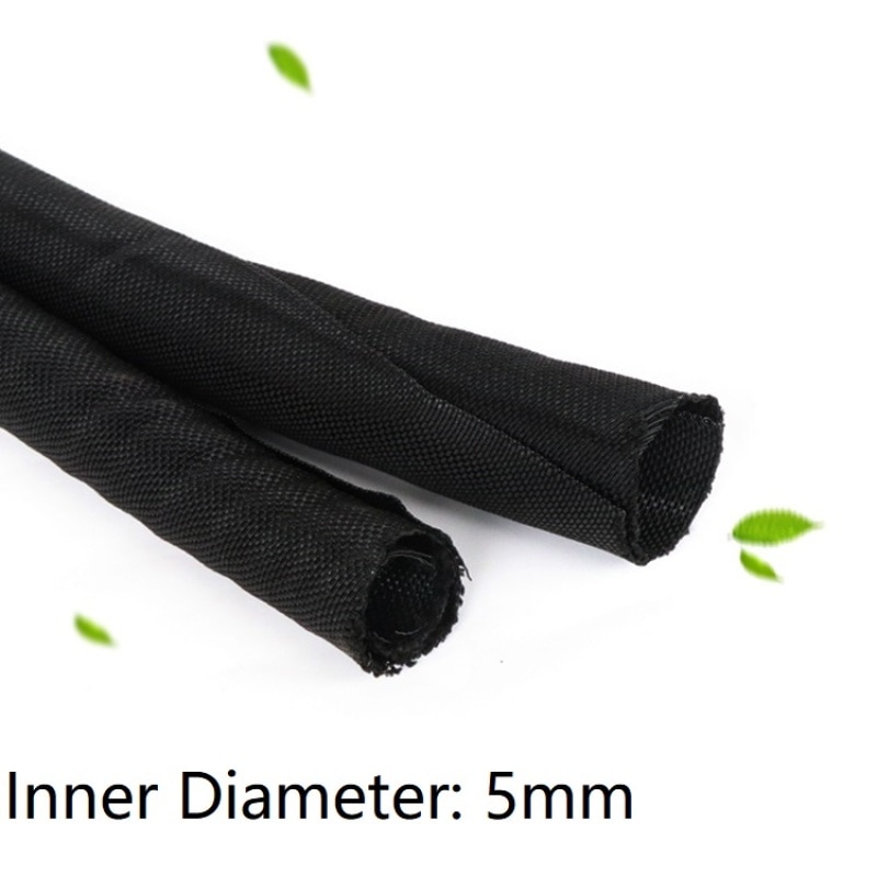 Black Id 5 Mm Uitbreidbaar Gevlochten Kabel Mouw Huisdier Zelfsluitende Geïsoleerde Flexibele Pijp Slang Buis Split Draad Wrap Lijn beschermen