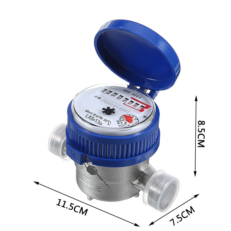 15mm 1/2 inch Cold Water Meter For Garden Home Dry Water Meters Single Water Flow Dry Table Counter