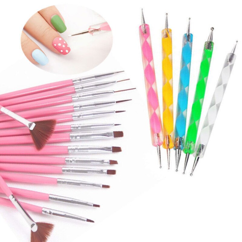 1Set Nail Art Schilderen Pen Goud Zilver Pak Geschilderd Pen Box Nail Brush Nail Brush Wenkbrauw Potlood
