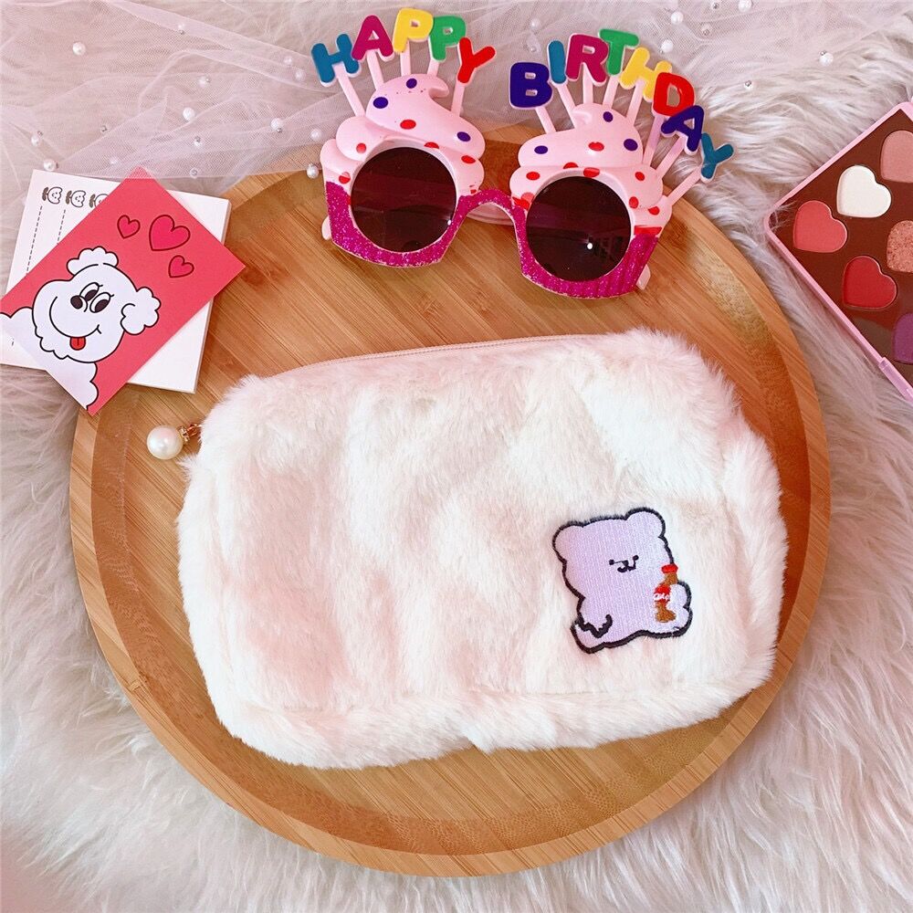 Flanelle mignon Animal cosmétique étui filles maquillage femmes voyage cosmétique support corée cordon sac sacs de rangement: 4