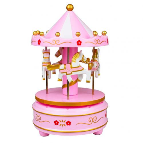Carrousel de boîte à musique | Décor joyeux rond romantique, ornement pour d'anniversaire, boîtes à musique, décoration de maison: Rose