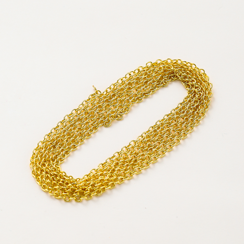 1 metro/lote 14K 18K chapado en oro latón Metal cadena de eslabones redondos DIY joyería hacer cadena para accesorios de joyería de costura