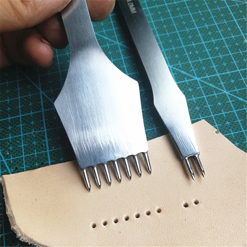 Junetree læderværktøj behandlinger håndværk gør-det-selv syning punch prikkejern 3mm /4mm mellemrum 2+7 ben