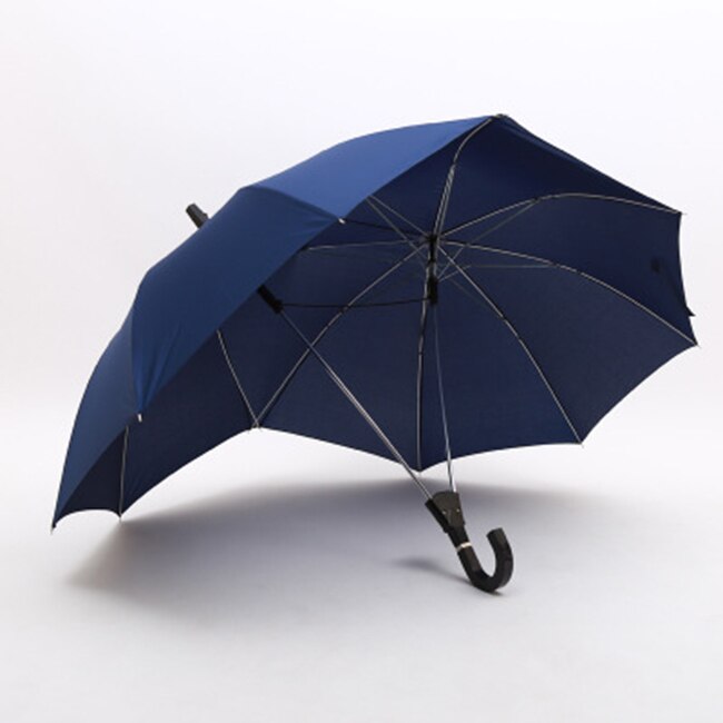 Langt håndtag to-polet par paraply mænd regn kvinde halvautomatisk forretnings paraply vindtæt parasoller: Blå