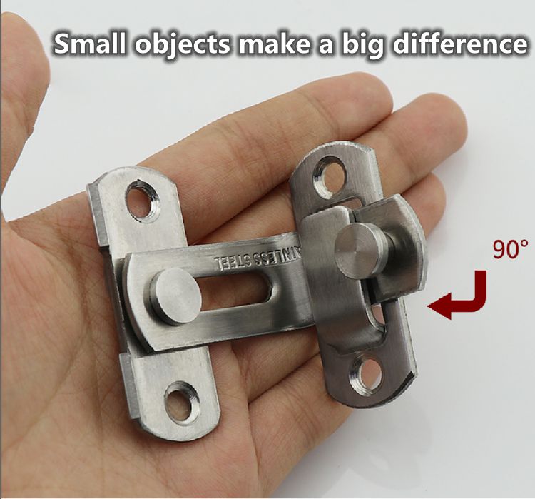 JZPENG 90 degree stainless steel door latch right angle sliding door lock latch screw locker hardware accessories