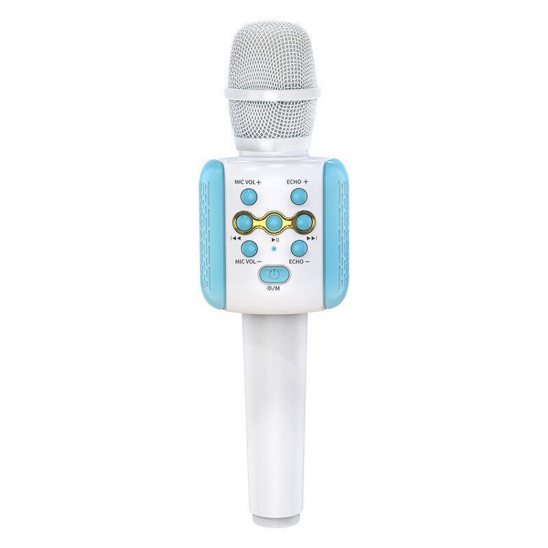 Wireless Microphone Karaoke Bluetooth Microphone Studio Player Singing Recorder Handheld Microfone Speaker Mic: 02 Blue