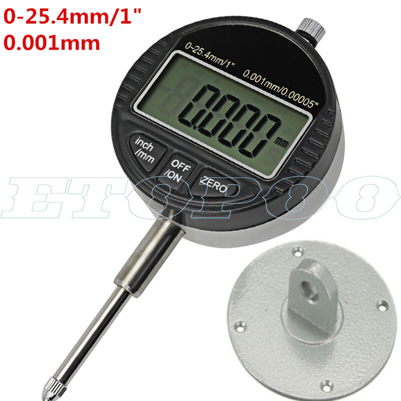 25.4mm/1&quot; Digital Dial Indicator Electronic Gauge Meter Metric/Inch With RS232 Data Magnetic Stand Holder Dial Test Indicator: 0-25.4x0.001mm