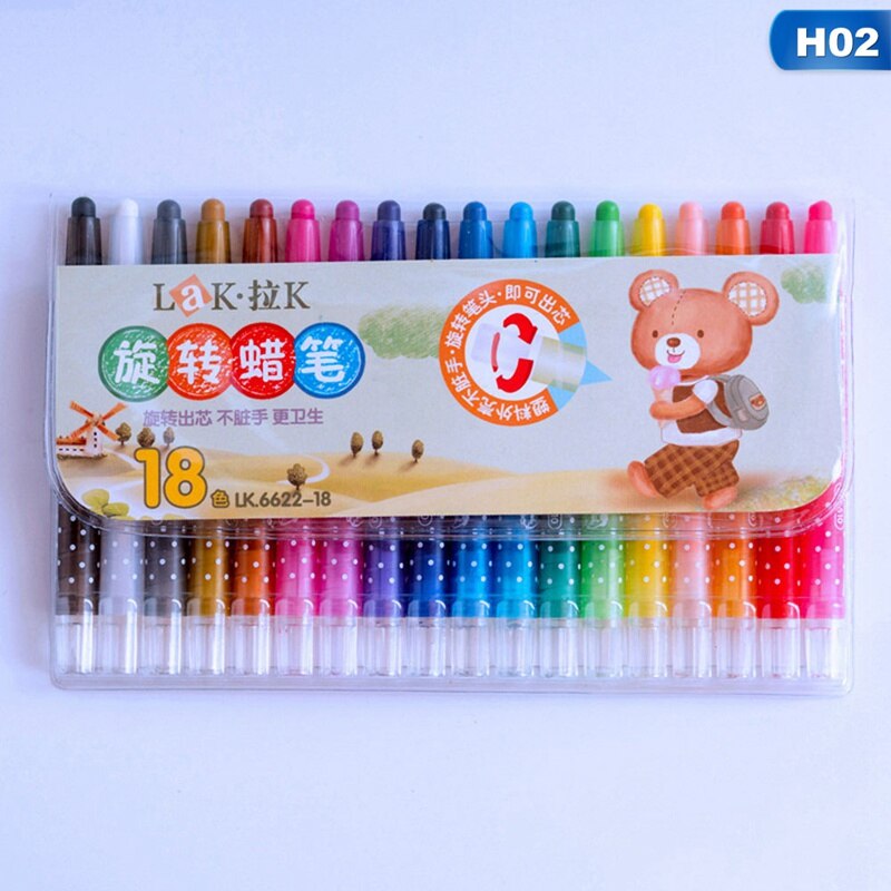 8/12/24 Colors Crayons Cartoon Drawing Non-Toxic Oil Pastels Kids Student Pastel Pencils Art Supplies Rotatable: S size 18 colors