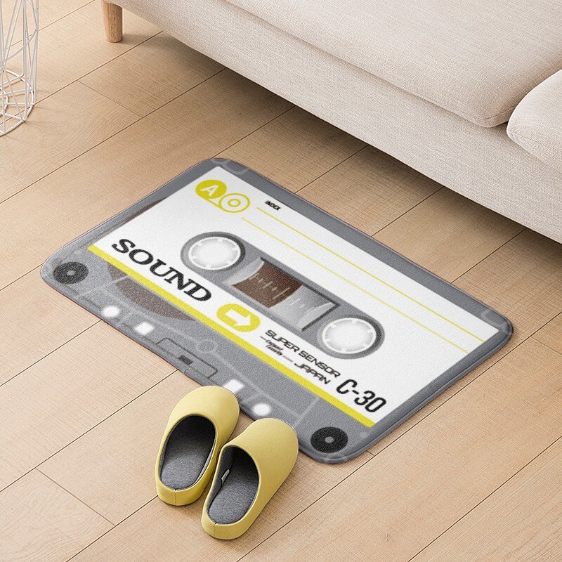 Felpudo antideslizante con cinta musical para decoración de puerta, Alfombra de franela gruesa con patrón de tendencia de Hip-hop, para baño y sala de estar: style8