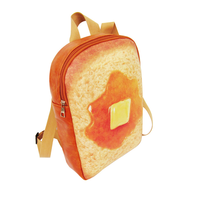 Vrouwen grappige Toast rugzak vrouwelijke schooltas leuke creatieve leuke studententas: Beige
