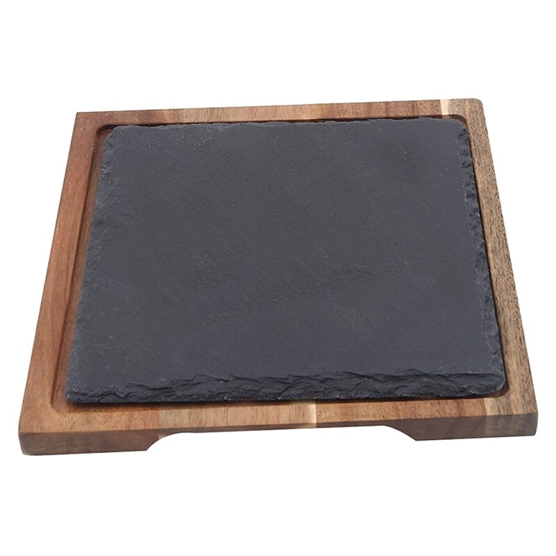 Massief Houten Snack Hout Lade Zwarte Leisteen Brood Plaat Lovesickness Houten Plaat Western-Stijl Japanse Voedsel, Vierkante