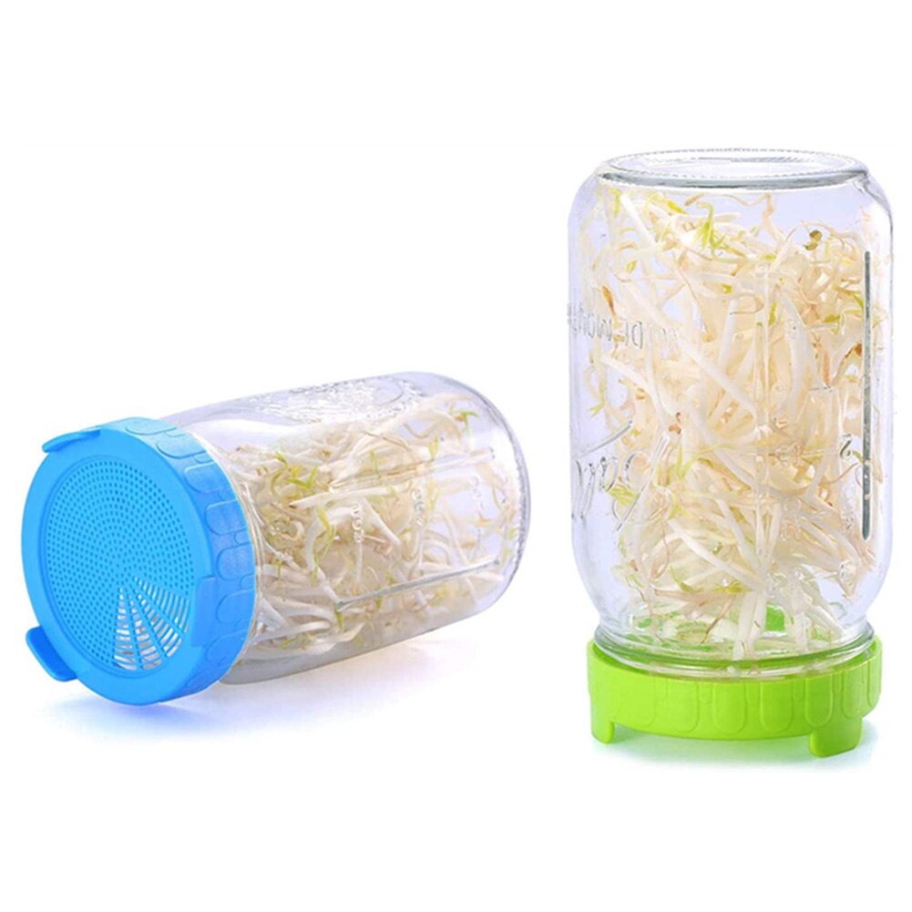 Food Grade Mesh Sprout Cover Kit, Seed Crop Germination, Vegetable Silicone Sealing Ring Lid for Mason Jar