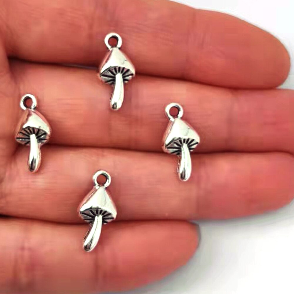 5 uds lindo tres setas bosque colgante encanto joyería de setas fantasía elfos encantos de hadas bosque para DIY mujeres hombre Accesorios: Bañado en rodio de imitación