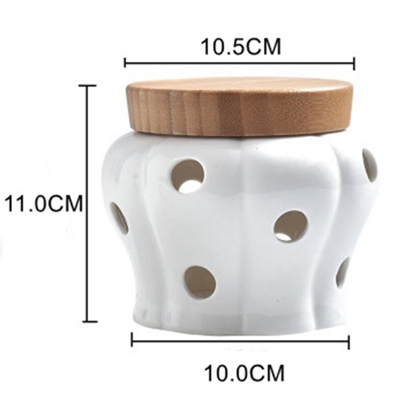 Keramische voorraadpotten knoflook gember pot bamboe deksel keuken organizer gereedschap woonaccessoires