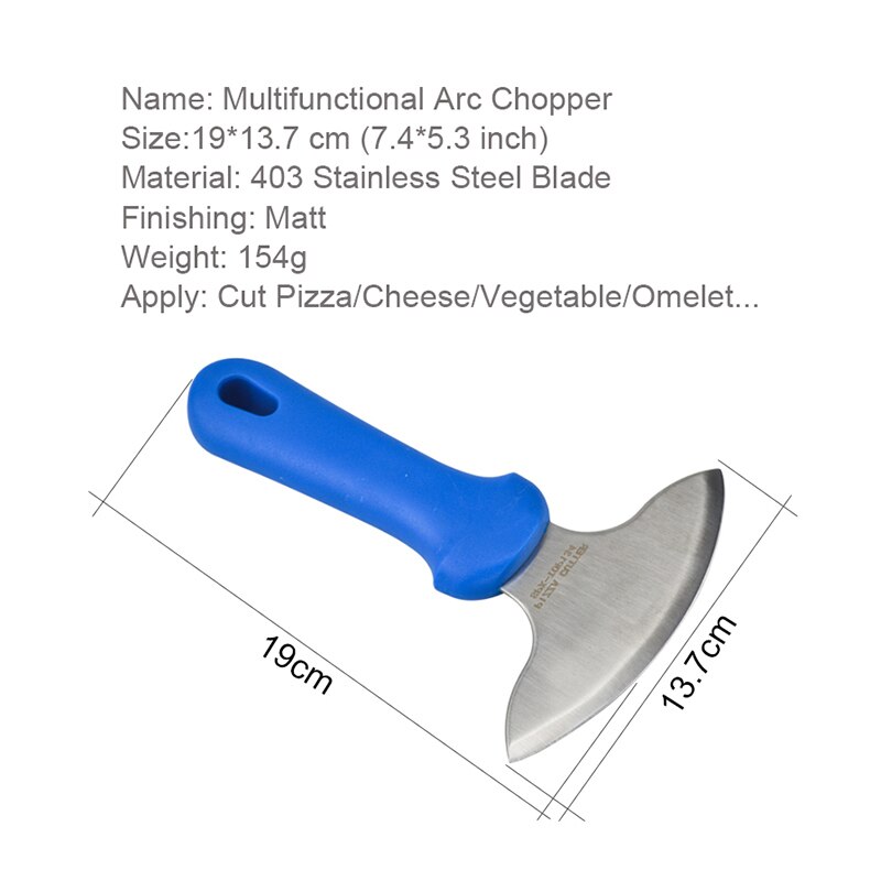 PizzAtHome Multifunctional Arc Chopper Knife Stainless Steel T-Grip Rocker Knives Salad Rocking Chopper Knife Plastic Handle