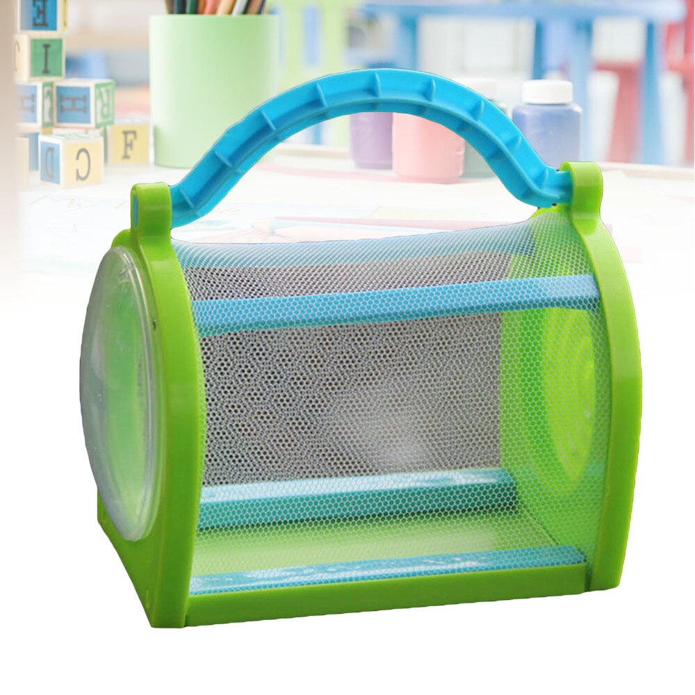 Insect Cage With Carrying Handle Portable Bug House Butterfly Dragonfly Cage Outdoor Nature Exploration Toys (Green)