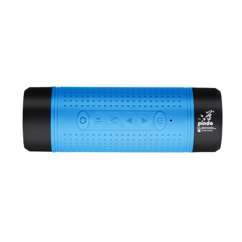 Portable Bluetooth Speaker Fm Radio Outdoor Waterproof Powerful Wireless Bicycle Speaker Flashlight + Bicycle Rack: blue