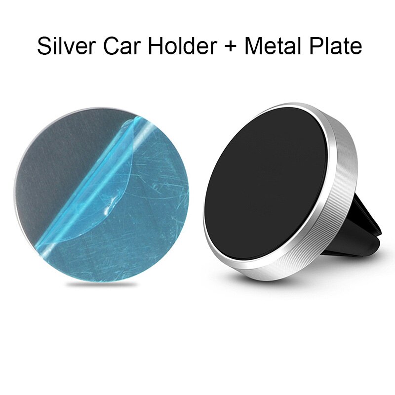 Magnetische Auto Telefoon Houder Magneet Mount Telefoon Stand Auto Mobiel Bracket Gps Ondersteuning Voor Iphone 12 13 Samsung Xiaomi Realme: Silver Plate