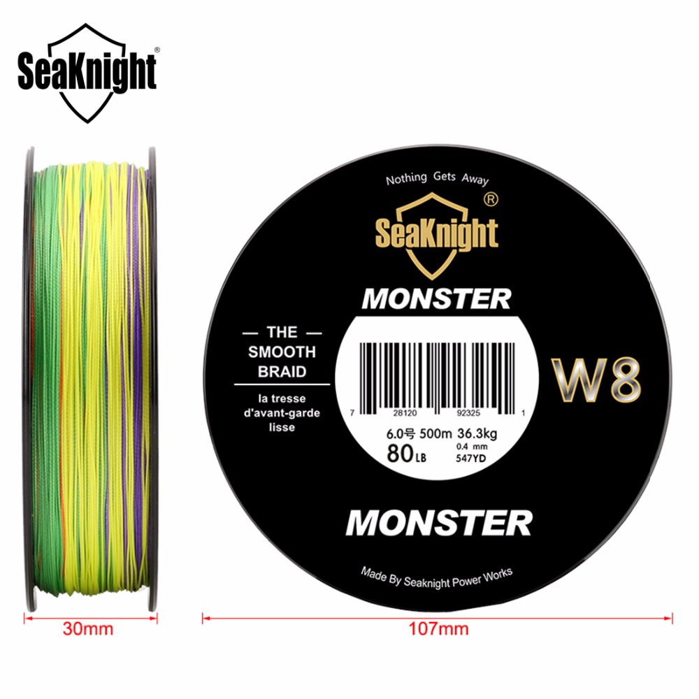 SeaKnight Monster/Manster W8 Multi-Color 8 hebras PE sedal 300M líneas trenzadas lisas pesca de carpa 15 20 30 40 50 80 100LB