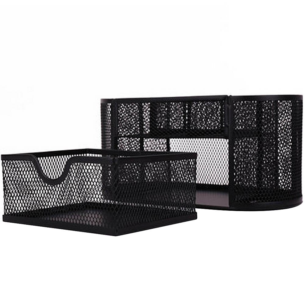 Metal Mesh Desk Organizer Multi-functional Home Office Desk Supplies Stationery Pen Pencil Storage Holder Stand Black