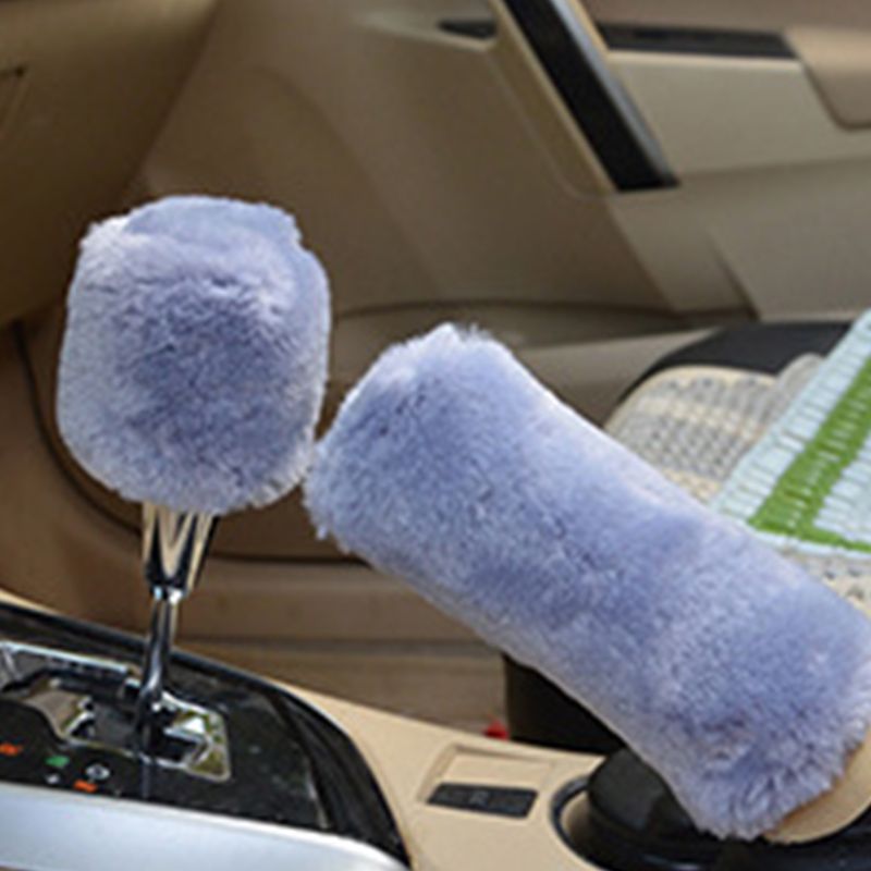 2 stk bil håndbremsegreb dækker blødt plys ærme vinter varmt håndtag dæksel: Grå