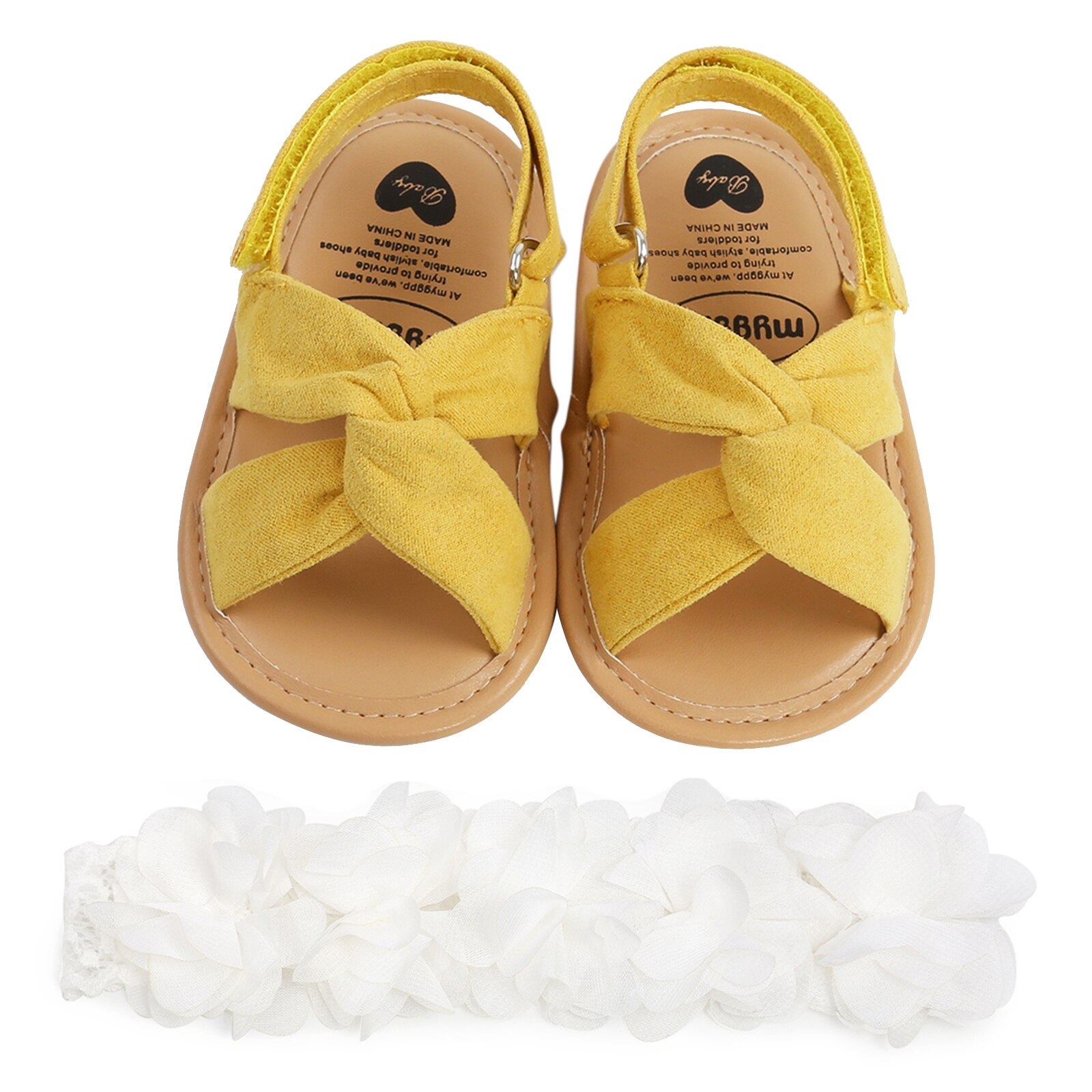 Pudcoco Baby-mädchen-sandalen- und haarband-einstellen: niedliche, rutschfeste Ballerinas und ein haarband mit blume für babys ab 0-18 monaten.: C / 13-18 monate