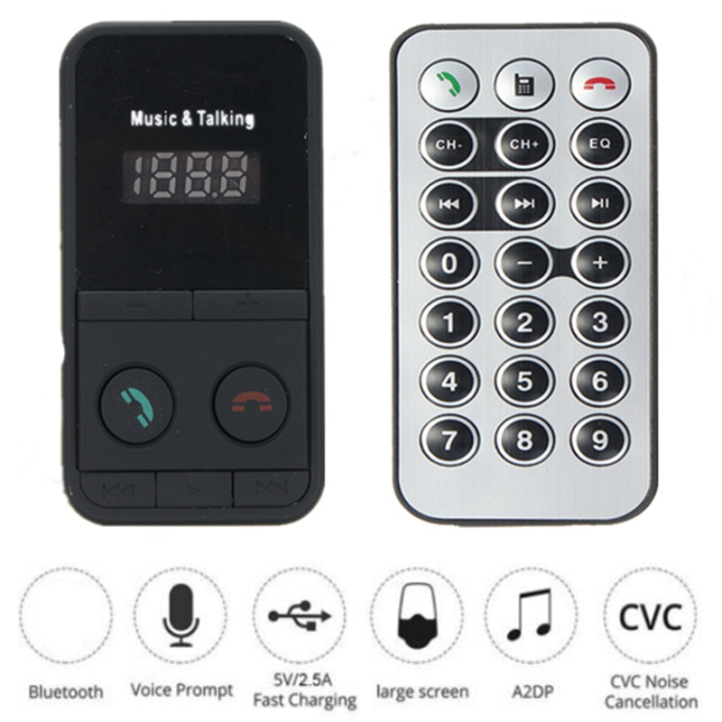 KROAK bluetooth Car Kit MP3 Player MIC Fm-zender Radio Modulator SD USB Mini LCD Remote