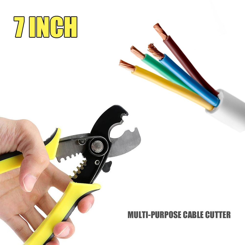 7 inch Adjustable Cable Stripper Wire Cutting Scissor Multifunction Cable Cutter Crimp Stripping Pliers for Electrical Tool