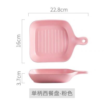 Japanse Stijl Bakvormen Huishoudelijke Keramische Steak Plaat Met Handvat Creatieve Nordic Westerse Servies Oven Schotel Plaat Diner Plaat: B 22.8x16x3cm
