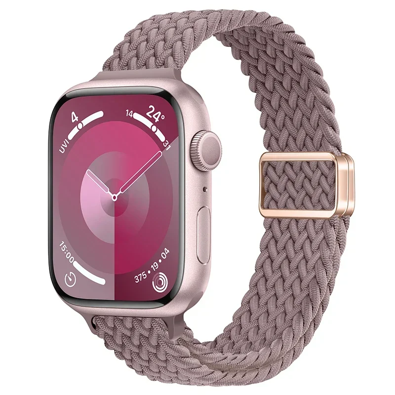 Bracelet en Nylon pour Apple Watch 9 8 7 45mm 41mm Ultra 49mm, boucle tressée mince, iWatch 6 5 4 SE 44mm 40mm 10 46mm 42mm: Céleste sarcelle / 12mm