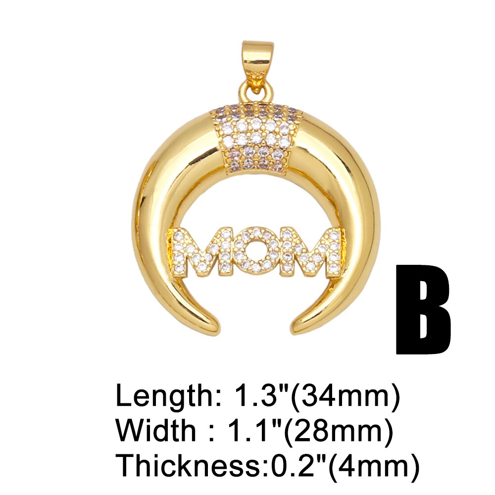 Ocesrio mother's day pendants for jewelry making, gold-plated copper zircon jewelry craft supplies pdta 625: B