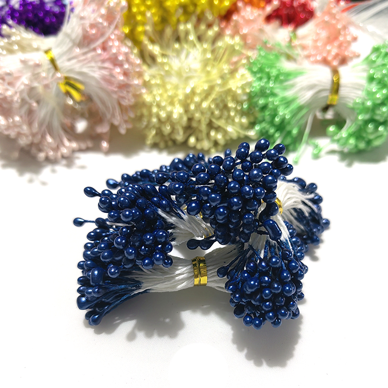 Estambres de flores artificiales para decoración de tartas, adornos de perlas de doble cabeza, varios colores, 3mm de longitud, 65mm, 500 piezas