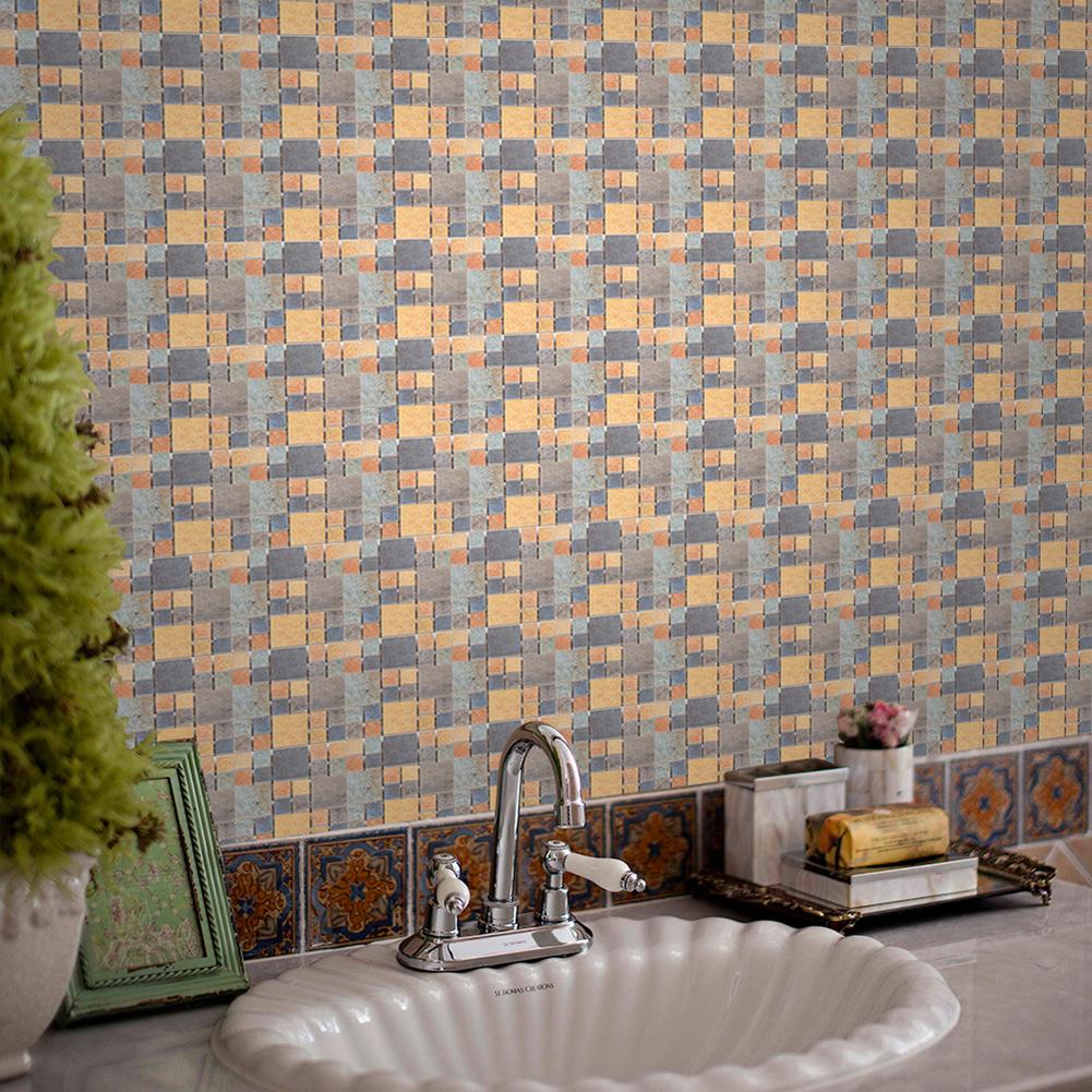 Klæbende vandtæt selvklæbende mosaik pvc moderne enkelhed klistermærke til badeværelse gulvskab boligindretning køkkenfliser: Msc 009