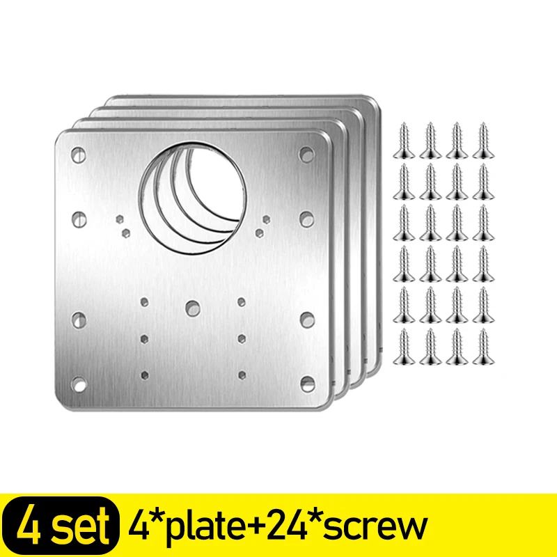 Stainless Steel Hinge Repair Plate with Screw Kitchen Cabinet Door Hinge Mounting Connection Plate Furniture Flat Fixing Bracket: silver