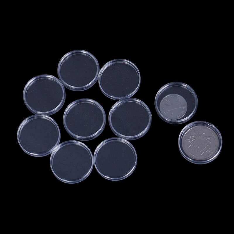 Diameter 26mm 10pcs/pack Round Useful Transparent Coin Capsules Crafts Containers Storage/Collection Boxes Holders