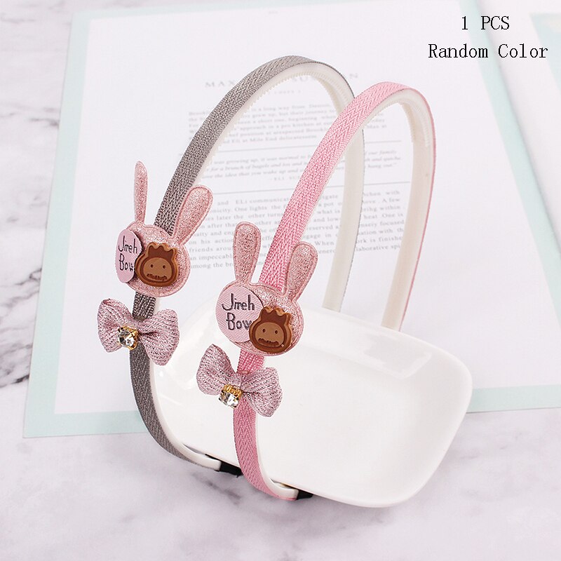 Child Bowtie Cute Hairband Girl Kids headband 1pcs Pink headwear Cartoon Lace hair accessories Hair Hoop: 4