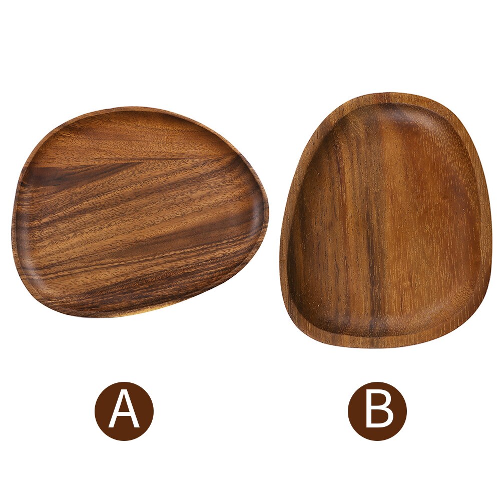 Irregular Solid Wood Plate Whole Acacia Wood Fruit Dishes Wooden Saucer Tea Tray Dessert Dinner Breakfast Plate Tableware Set