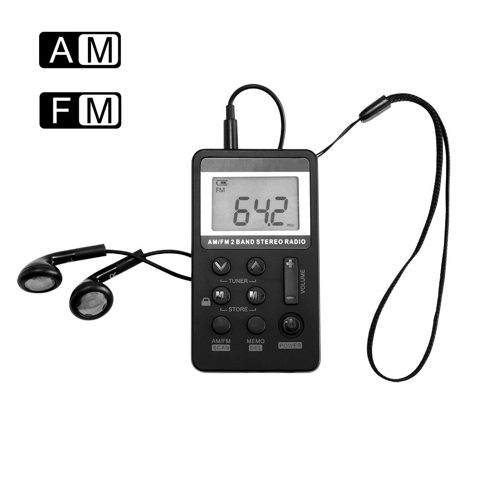 6.5Mw Huis Type Am Fm Pocket Radio Koptelefoon Oplaadkabel Lanyard Abs 3.7V 500MA Lithium Batterij Multifunctionele Huishouden