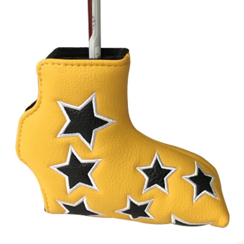 R6fe pu lederen golfijzeren headcover sterrenpatroon golfclub hoofdomslagbeschermer: YELLOW