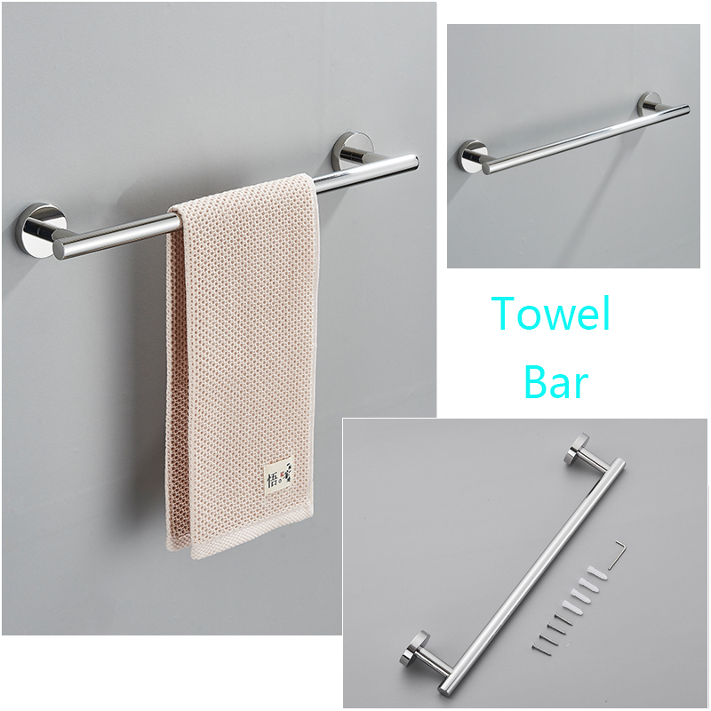 Badkamer Hardware Set Ronde Handdoek Bar Toiletpapier Houder Handdoek Ring Robe Haak Rvs Opknoping Rack Diy, Chroom/Zwart