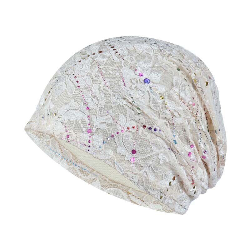 Summer Hats For Women Men Thin Breathable Turban Hat Male Female Flower Pattern Beanie Hip Hop Bone Gorro Ponytail Hat: beige