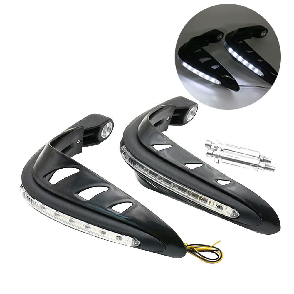 1 Pair Motorcycle Hand Guards Handlebar Hand Protector with LED Lights Motor Handguards Motocross Hand Guards Accessories: Black White Light