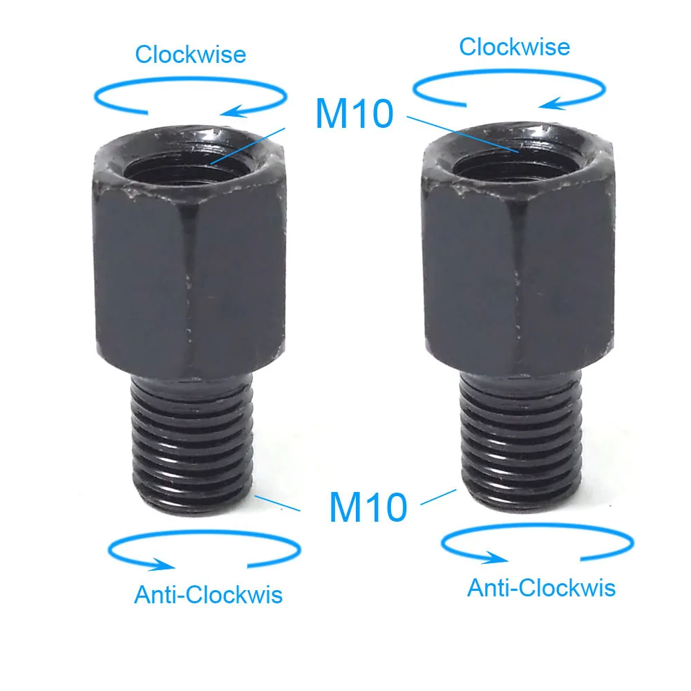 Coppia adattatori per specchietti moto neri M10 10MM M8 8MM Specchi retrovisori Conversione bullone in senso orario Anti-orologio Destra Sinistra filettatura: Rosso
