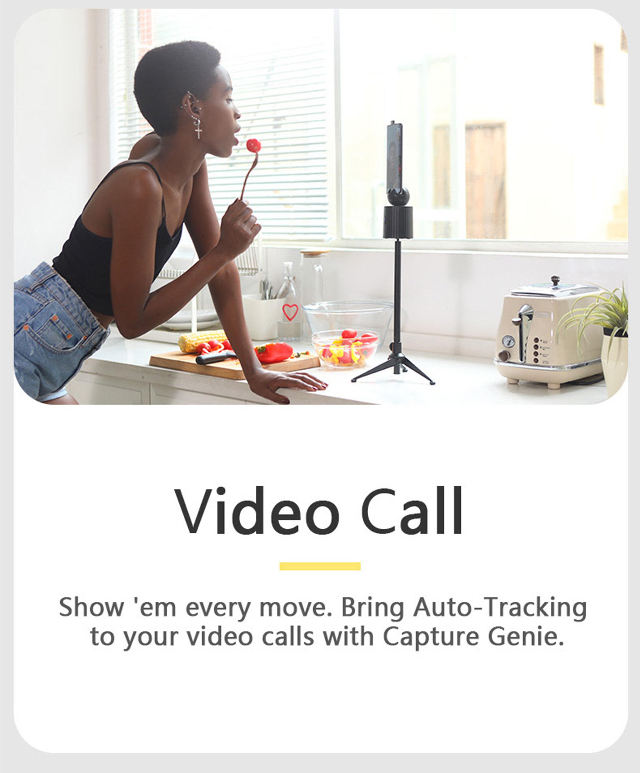 Rechargeable Smart Portable Selfie Stick ,360°Rotation Auto Face Object Tracking Camera Tripod Holder Smart Shooting Phone Mount