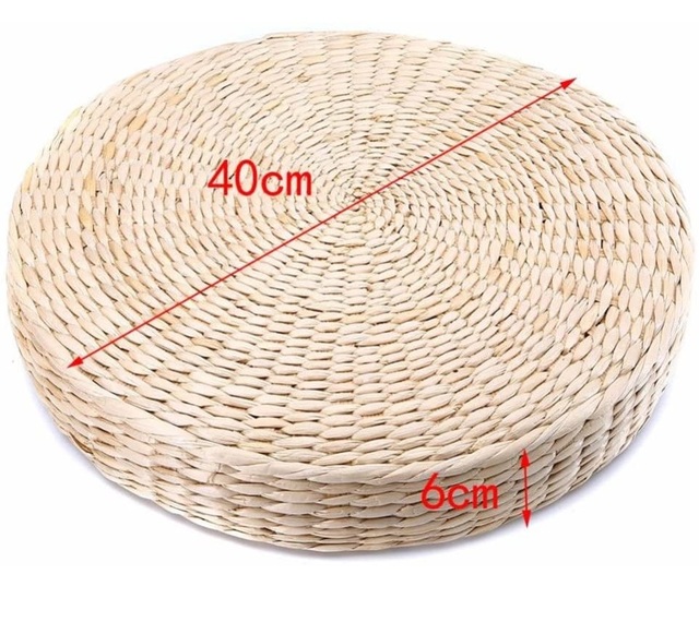 Tatami Futon Meditation Cushion 40cm Round Yoga Circle Corn Husk Straw Braid Mat Japanese Style Cushion With Silk Wadding: Default Title