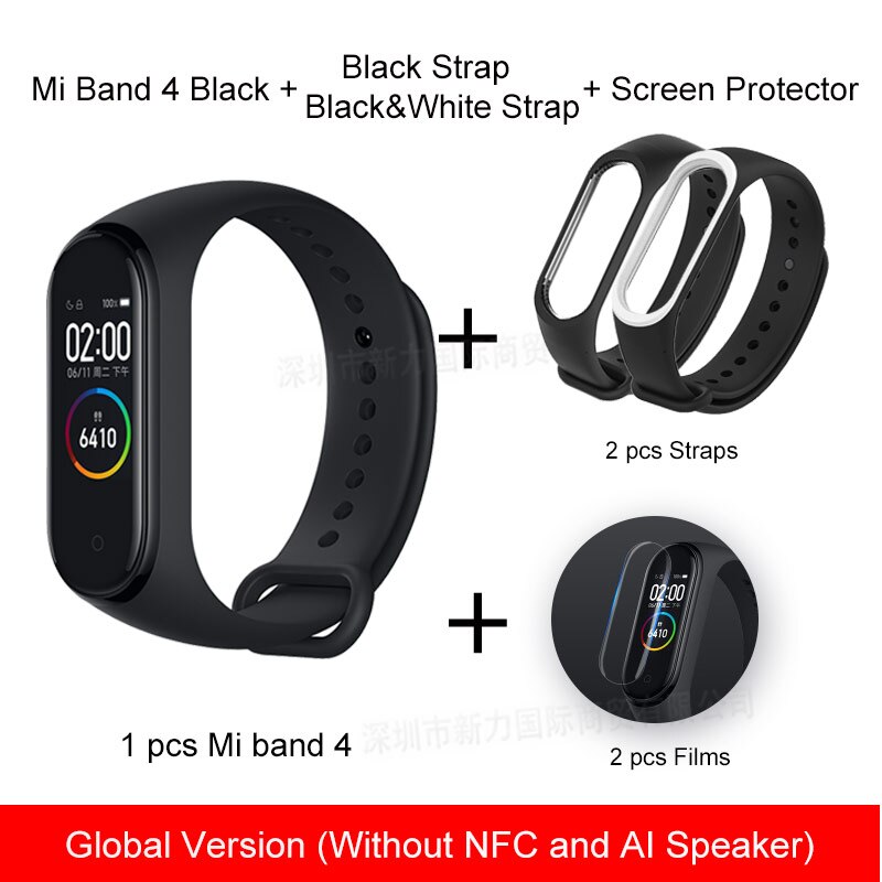 Xiaomi Miband Xiaomi Mi Band 4 Smart Wristbands Miband 4 Bracelet Heart Rate Fitness 135mAh Color Bluetooth 5.0: GLBlackWhiteBlack
