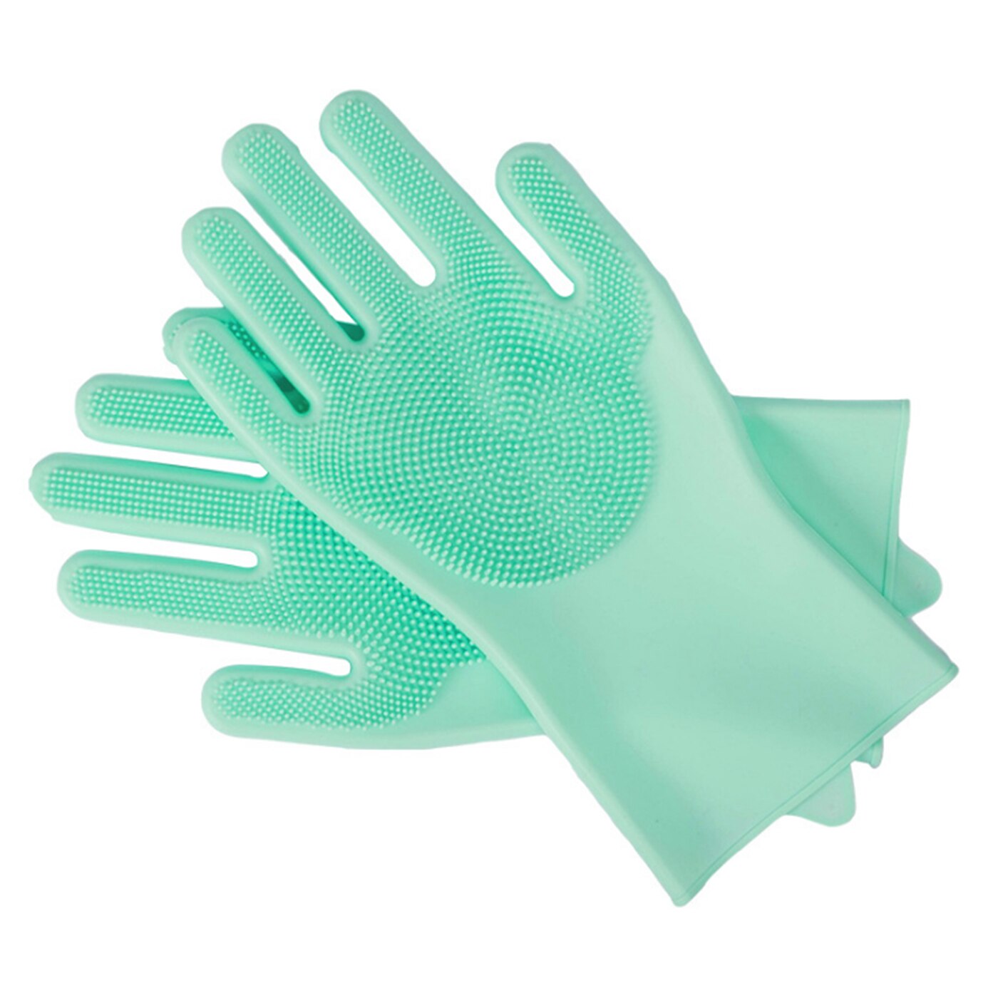 Guantes de limpieza para el Baño de mascotas, esponja de silicona para quitar el vello de perros y gatos, limpiador mágico para lavar platos: Green